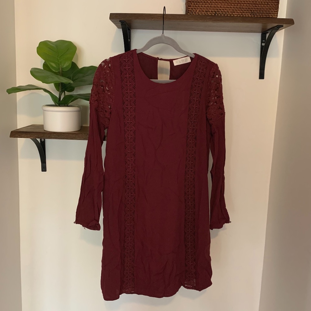 Maroon Lace Design Boutique Dress